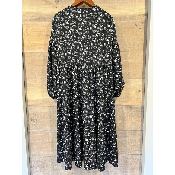 Lafayette 148 NY LIPE LEOPARD PRINT TIE NECK SILK MIDI DRESS SIZE XS - Picture 10 of 12